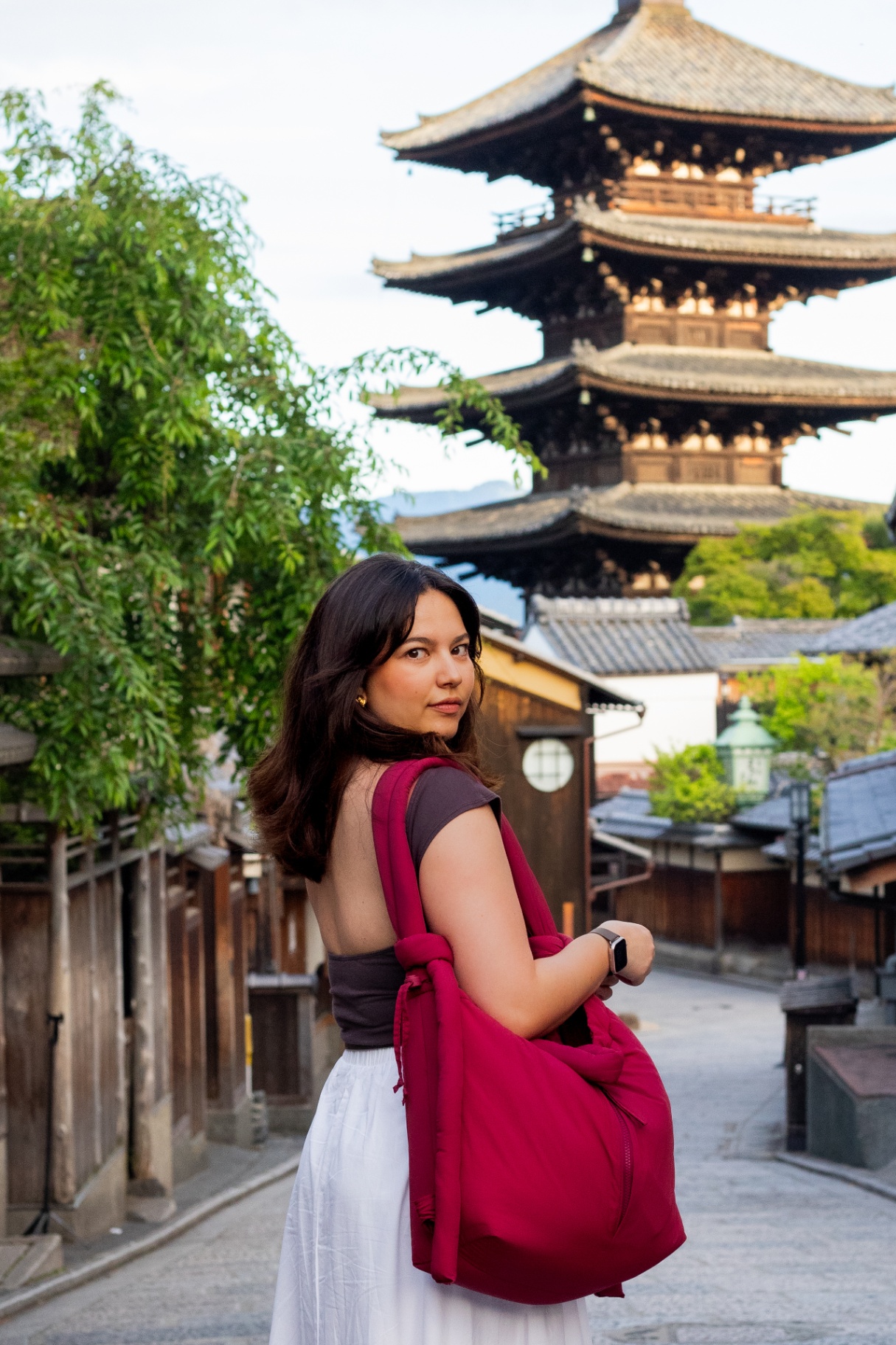 Rachel Middleton in the streets of Kyoto, golden hour